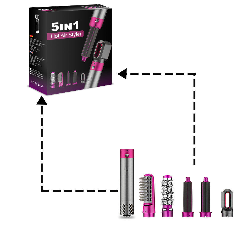 5 in 1 multifunctional hair styler pink