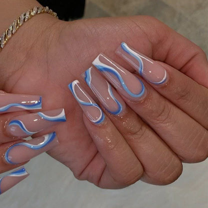 beautiful false nails blue plus pink