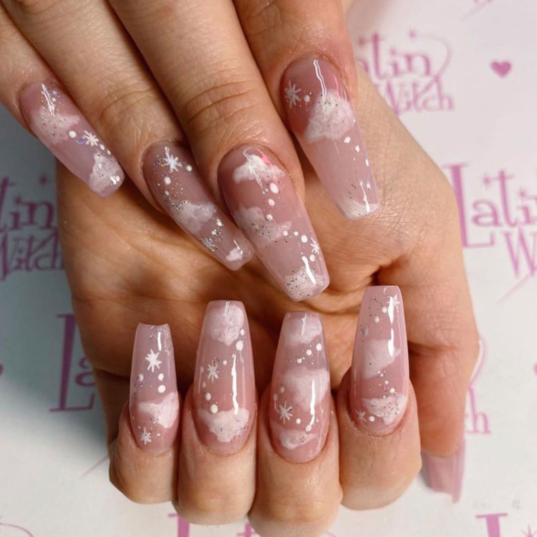 beautiful false nails pink