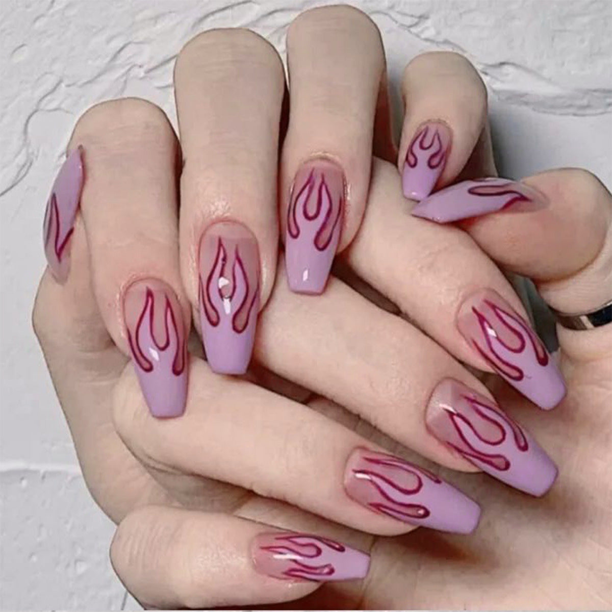 beautiful false nails purple