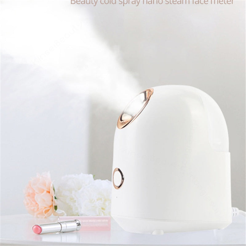 facial steamer with ultrasonic technology for keeping skin hydrated white