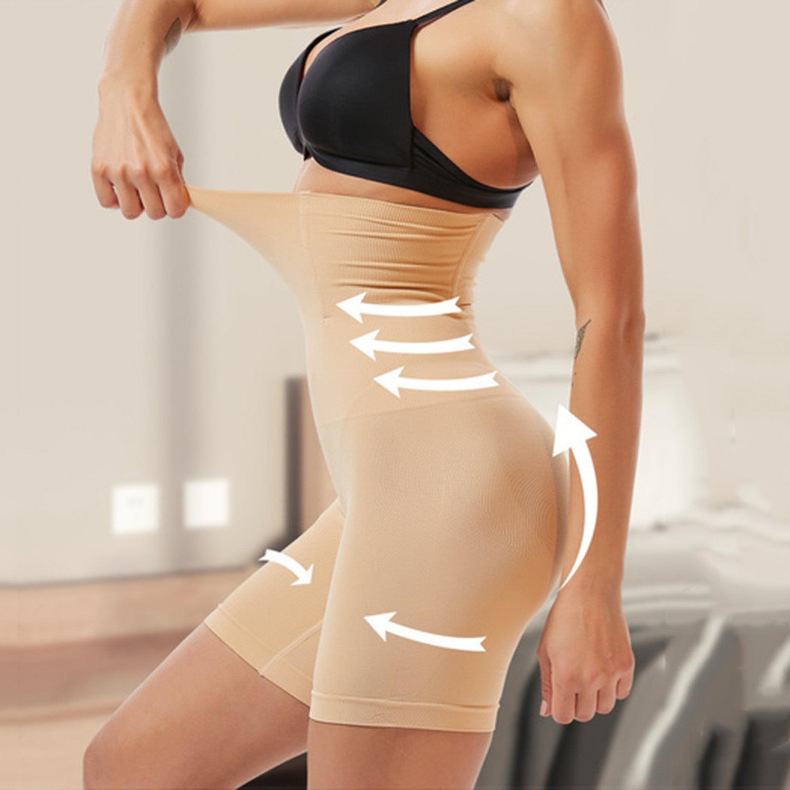 high waist body shaper beige