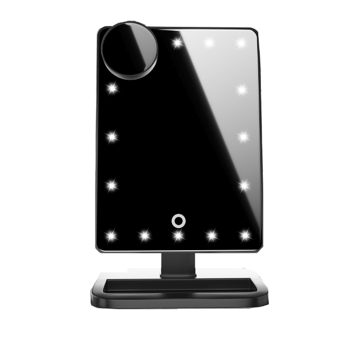 makeup mirror with touch screen led light and bluetooth music speaker black