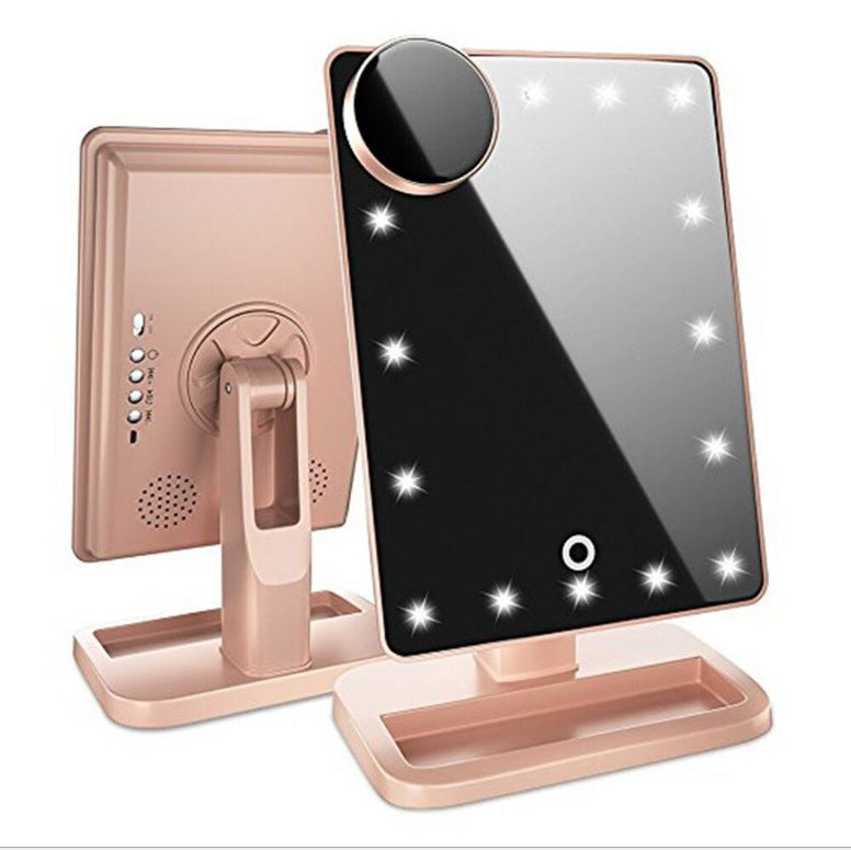 makeup mirror with touch screen led light and bluetooth music speaker