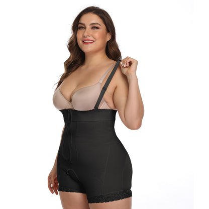 plus size body shaper black front