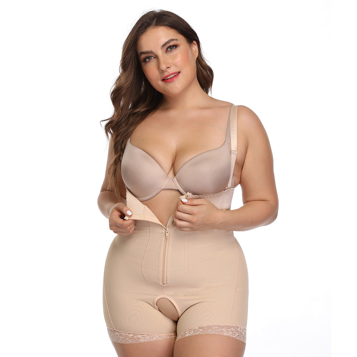 plus size body shaper khaki front