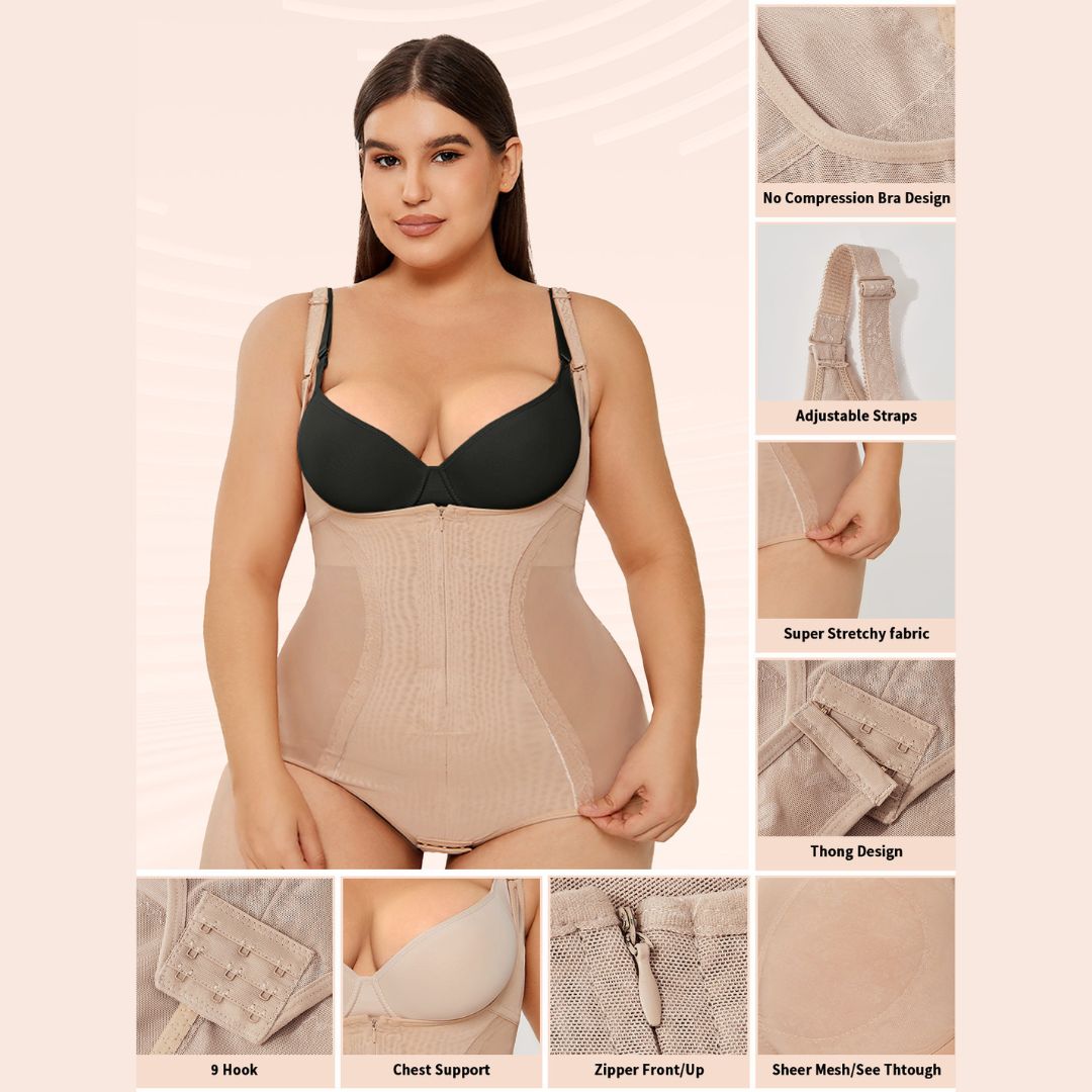 slim tummy control body shaper peach